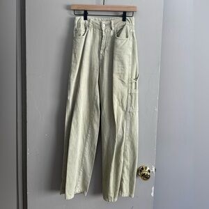 Light Sage Utility Wide-Leg Pants